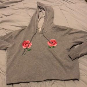Gray Forever 21 Hoodie with chest flowers
